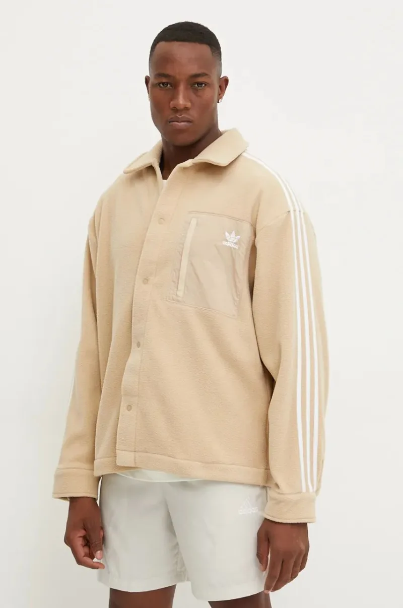 adidas Originals hanorac fleece culoarea bej