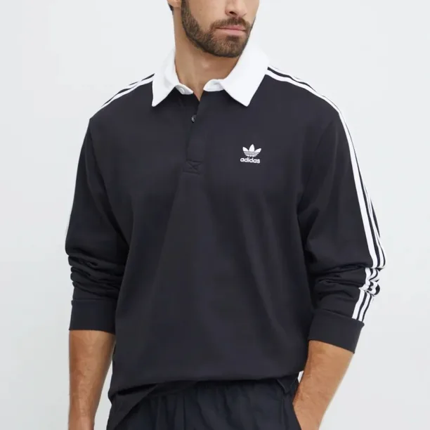 adidas Originals longsleeve din bumbac Adicolor culoarea negru