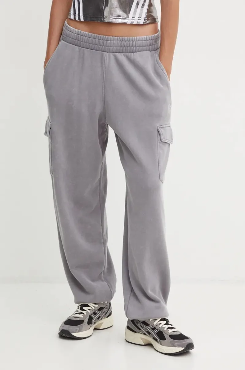 adidas Originals pantaloni de trening din bumbac culoarea gri