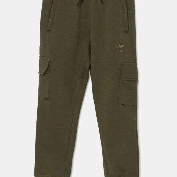 adidas Originals pantaloni de trening pentru copii FLEECE CARGO P culoarea verde