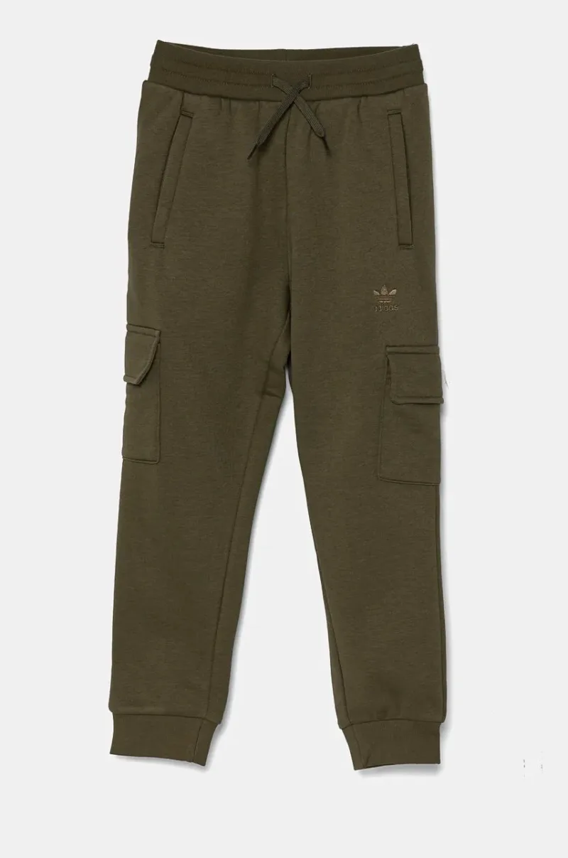 adidas Originals pantaloni de trening pentru copii FLEECE CARGO P culoarea verde