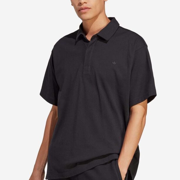 adidas Originals polo de bumbac Essentials culoarea negru