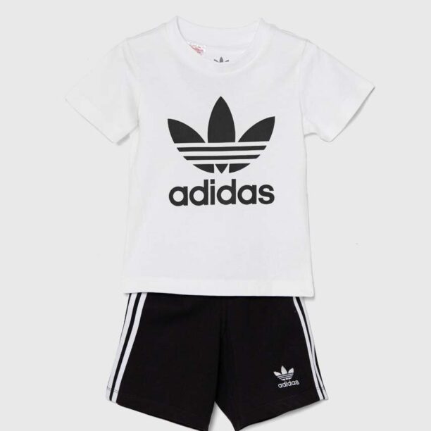 adidas Originals set de bumbac pentru bebelusi SHORT TEE SET culoarea alb