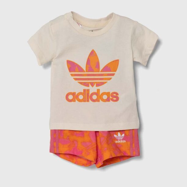 adidas Originals set de bumbac pentru bebelusi culoarea portocaliu