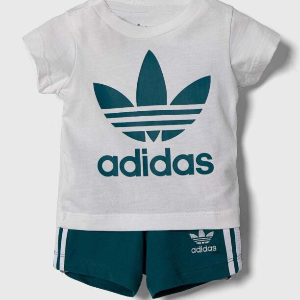 adidas Originals set de bumbac pentru copii SHORT TEE SET culoarea verde