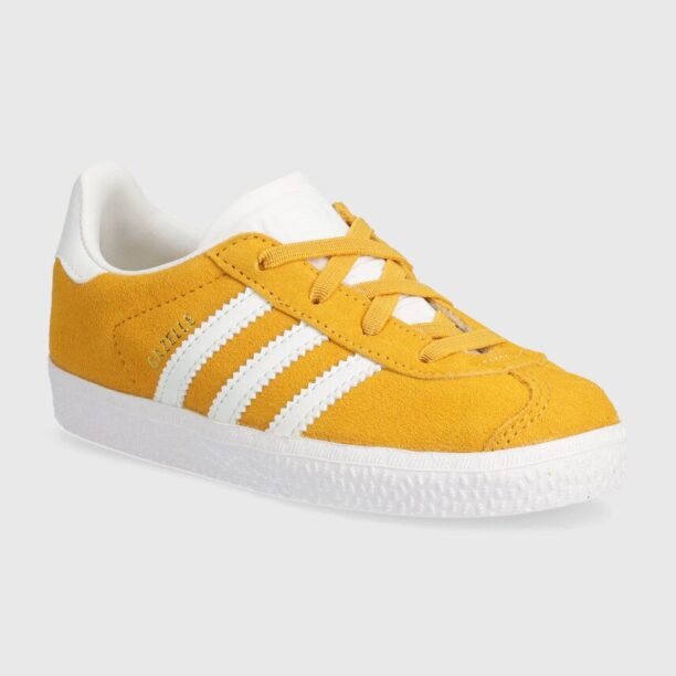 adidas Originals sneakers de piele întoarsă pentru copii GAZELLE CF EL culoarea galben