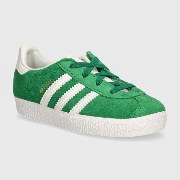 adidas Originals sneakers de piele întoarsă pentru copii GAZELLE CF EL culoarea verde