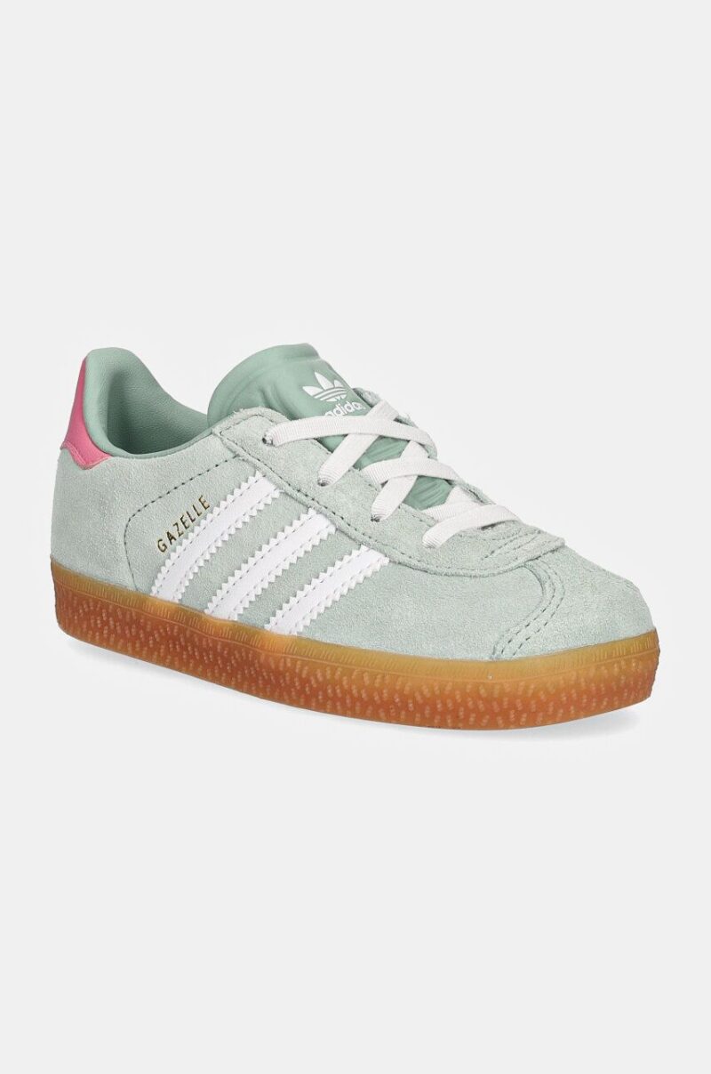 adidas Originals sneakers de piele întoarsă pentru copii GAZELLE CF EL culoarea verde