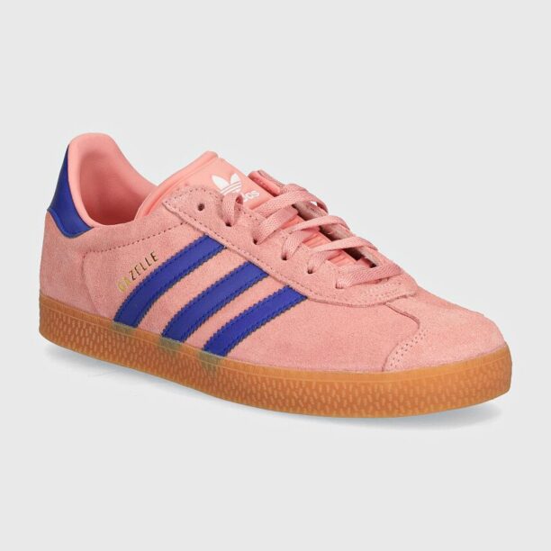 adidas Originals sneakers de piele întoarsă pentru copii GAZELLE culoarea roz