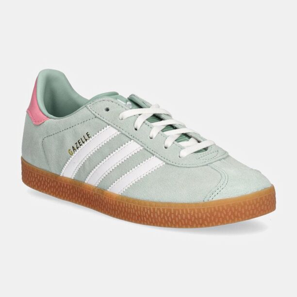 adidas Originals sneakers de piele întoarsă pentru copii GAZELLE culoarea verde