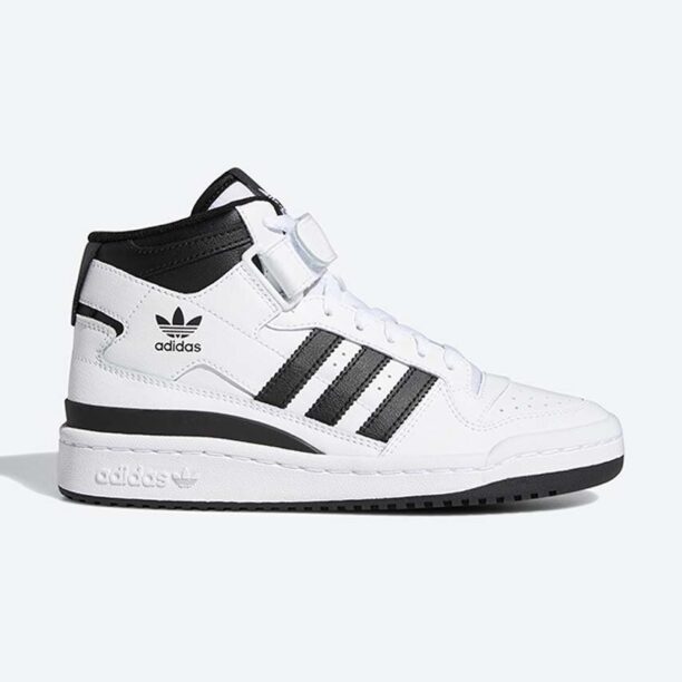 adidas Originals sneakers din piele Forum Mid J culoarea alb