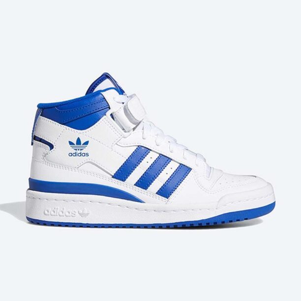 adidas Originals sneakers din piele Forum Mid J culoarea alb