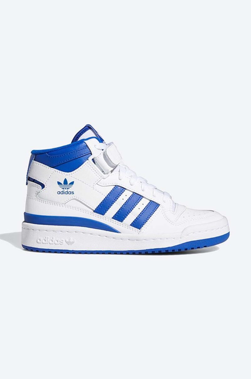 adidas Originals sneakers din piele Forum Mid J culoarea alb