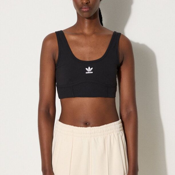 adidas Originals sutien sport Trefoil Bra culoarea negru