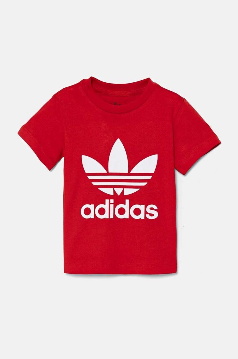 adidas Originals tricou copii TREFOIL TEE culoarea rosu