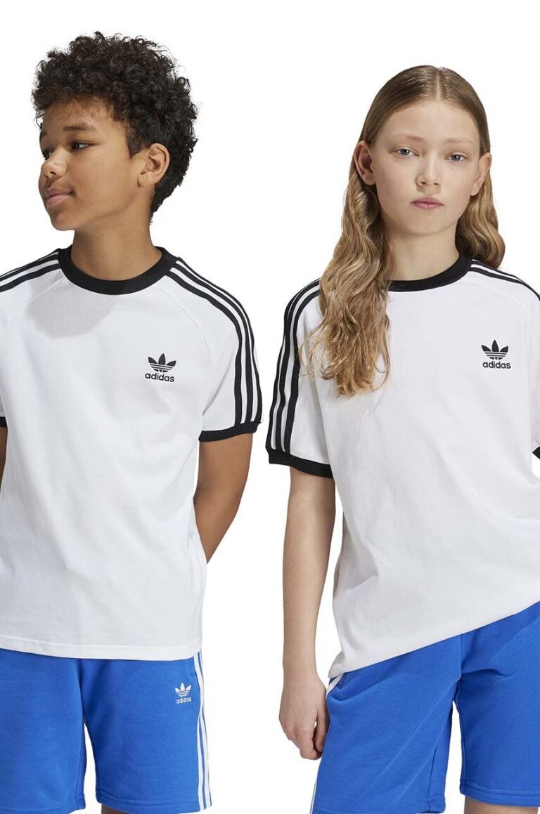 adidas Originals tricou de bumbac pentru copii 3STRIPES TEE culoarea alb