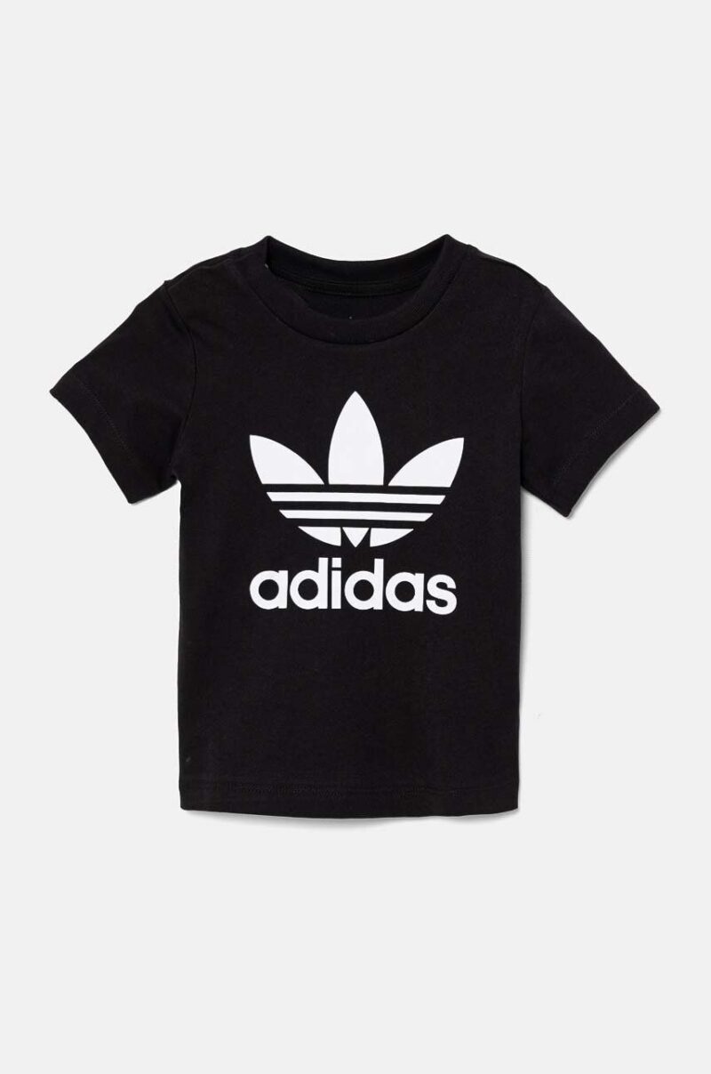 adidas Originals tricou de bumbac pentru copii TREFOIL TEE culoarea negru