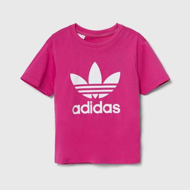 adidas Originals tricou de bumbac pentru copii TREFOIL TEE culoarea roz