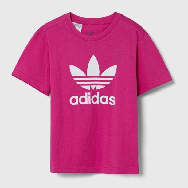 adidas Originals tricou de bumbac pentru copii TREFOIL TEE culoarea roz