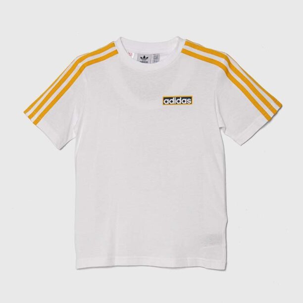 adidas Originals tricou de bumbac pentru copii culoarea alb