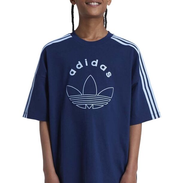 adidas Originals tricou de bumbac pentru copii culoarea albastru marin