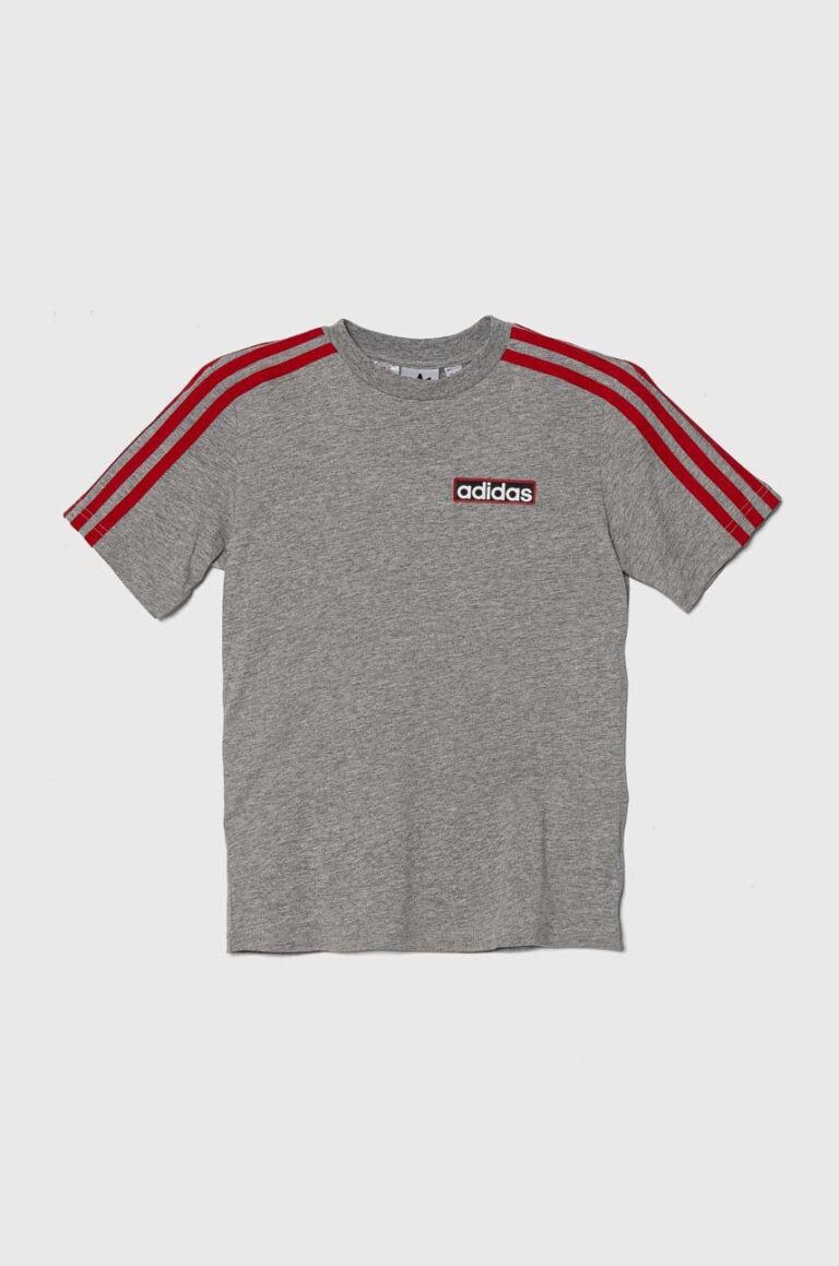 adidas Originals tricou de bumbac pentru copii culoarea gri