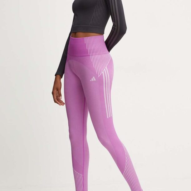 adidas Performance leggins de antrenament Seamless culoarea violet