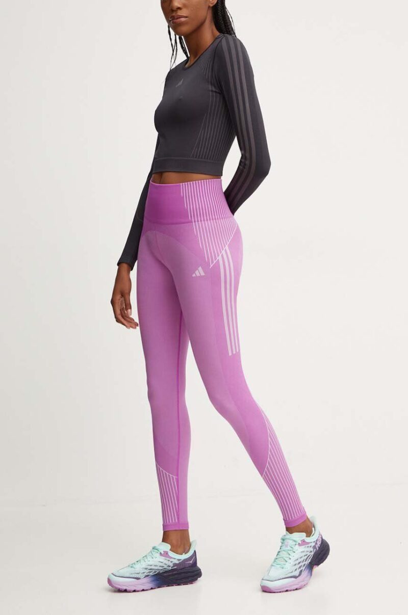 adidas Performance leggins de antrenament Seamless culoarea violet