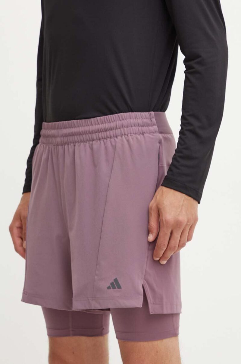 adidas Performance pantaloni scurți de antrenament Yoga culoarea violet