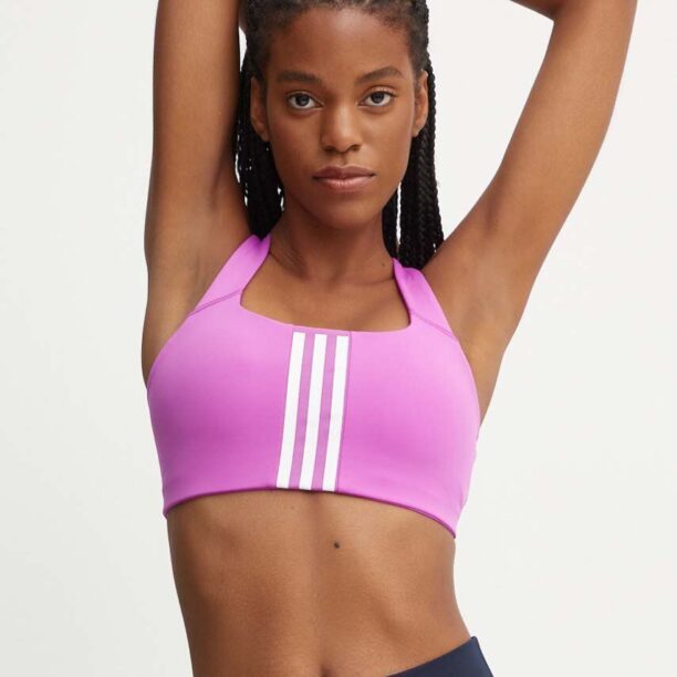 adidas Performance sutien sport Powerimpact culoarea violet