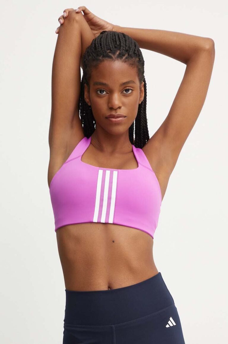 adidas Performance sutien sport Powerimpact culoarea violet