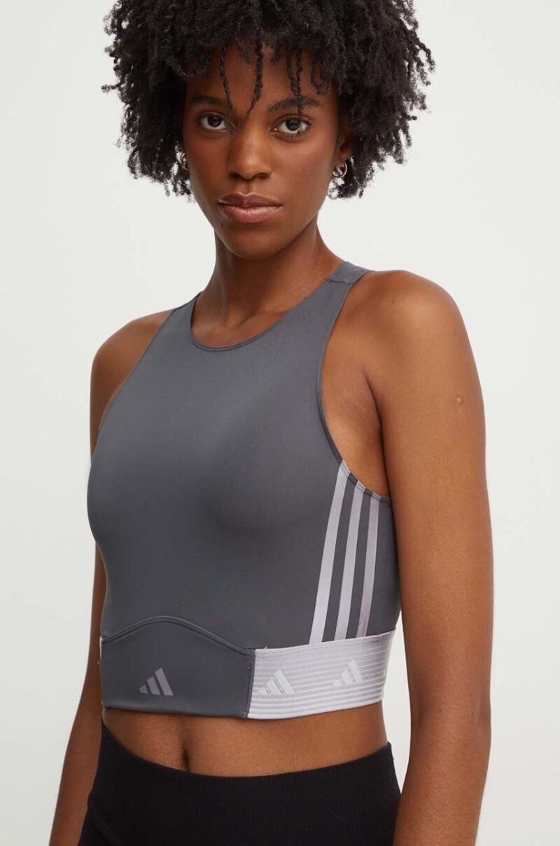 adidas Performance top de antrenament Hyperglam culoarea gri