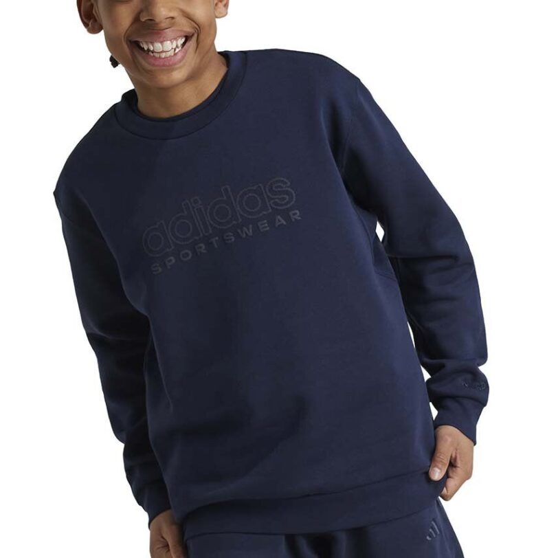adidas bluza copii J SZN GFX CREW culoarea albastru marin