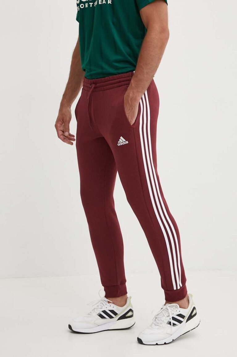 adidas pantaloni de trening Essentials culoarea bordo