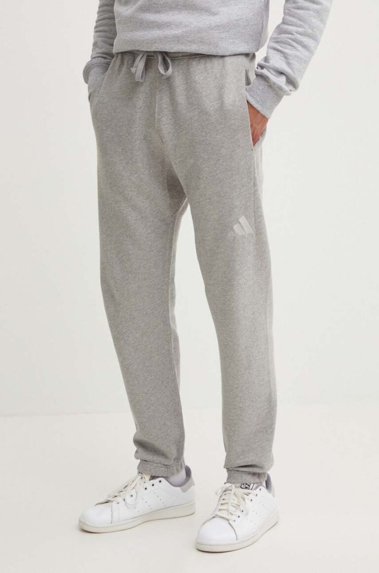 adidas pantaloni de trening din bumbac All SZN culoarea gri