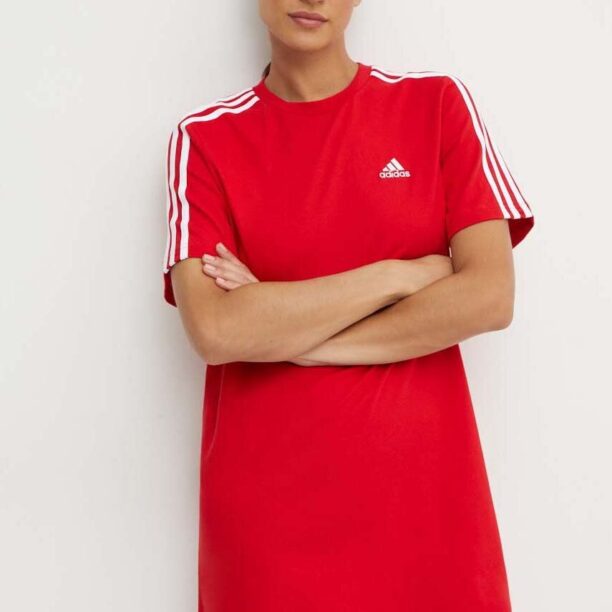 adidas rochie din bumbac Essentials culoarea rosu