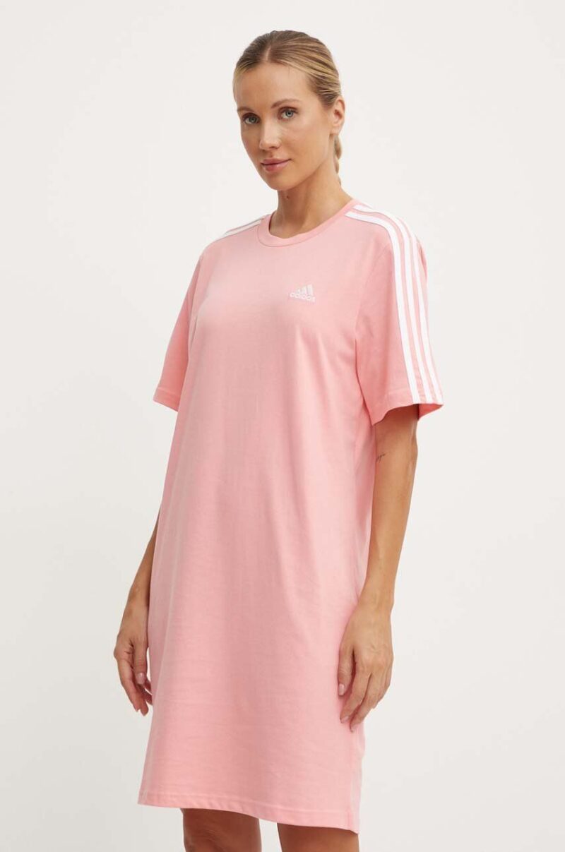 adidas rochie din bumbac Essentials culoarea roz