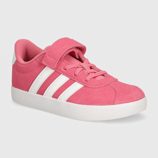 adidas sneakers de piele întoarsă pentru copii VL COURT 3.0 EL C culoarea roz