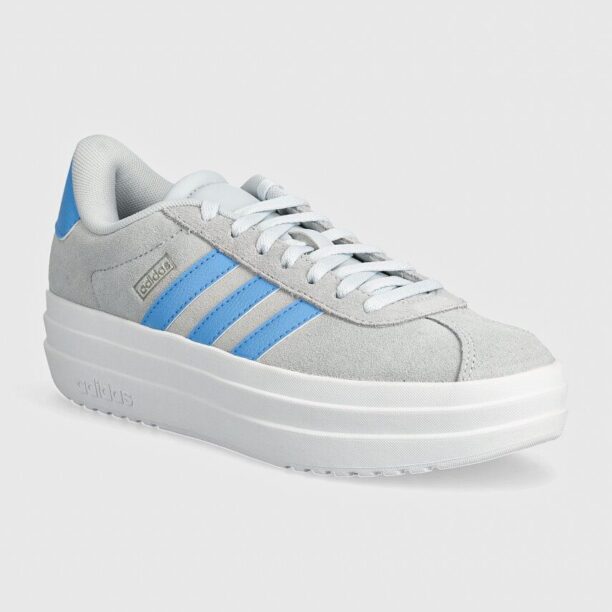 adidas sneakers de piele întoarsă pentru copii VL COURT BOLD culoarea gri