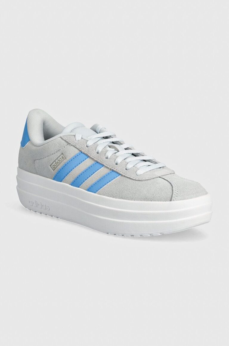 adidas sneakers de piele întoarsă pentru copii VL COURT BOLD culoarea gri