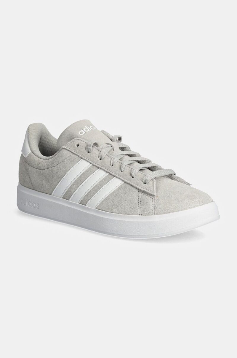 adidas sneakers din piele intoarsă Grand Court culoarea gri