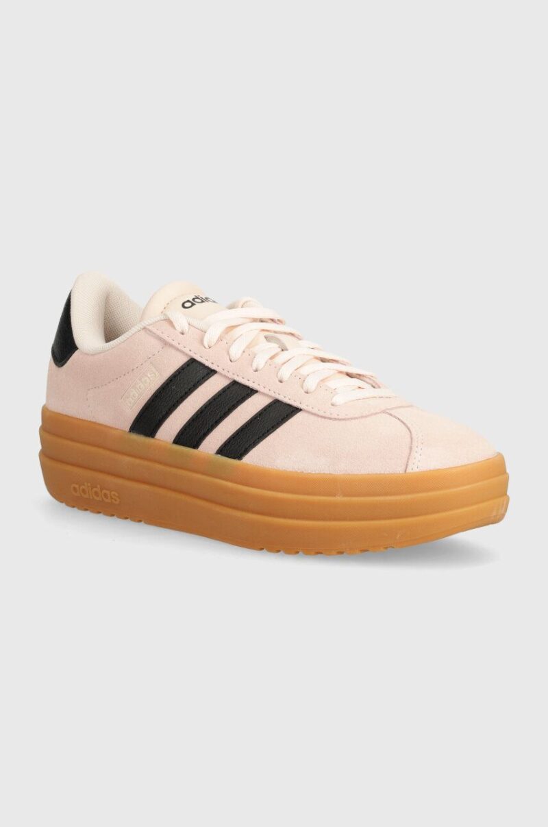 adidas sneakers din piele intoarsă Vl Court Bold culoarea roz