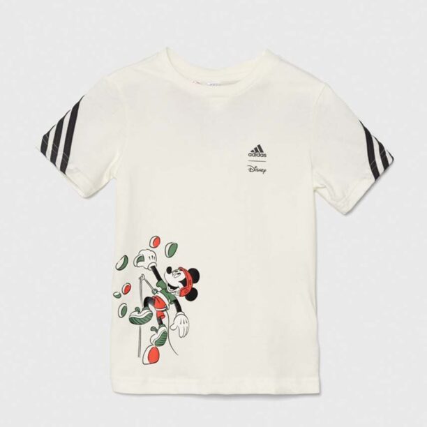 adidas tricou de bumbac pentru copii I DY MM T culoarea bej