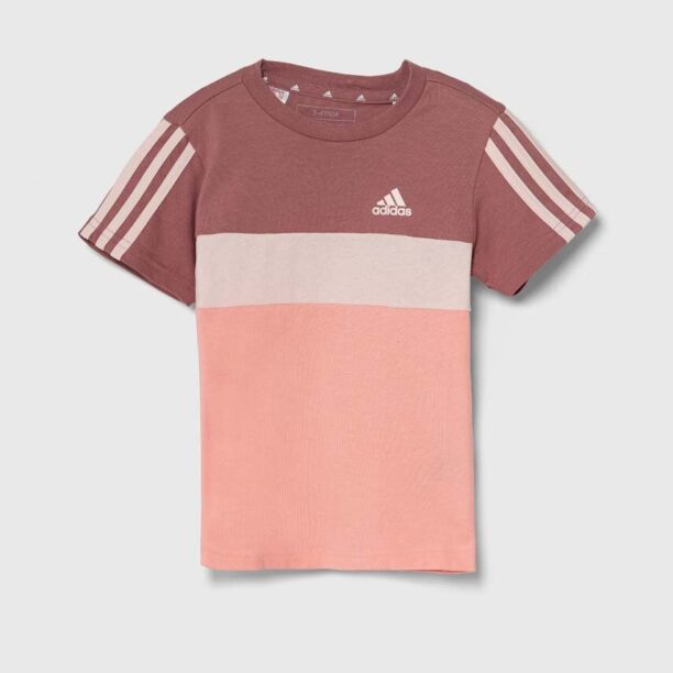 adidas tricou de bumbac pentru copii LK 3S TIB T culoarea roz