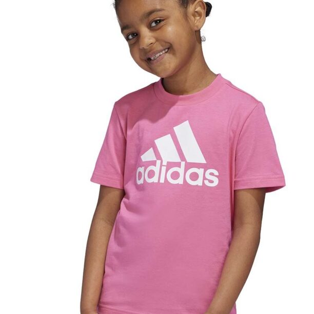 adidas tricou de bumbac pentru copii LK BL CO TEE culoarea roz