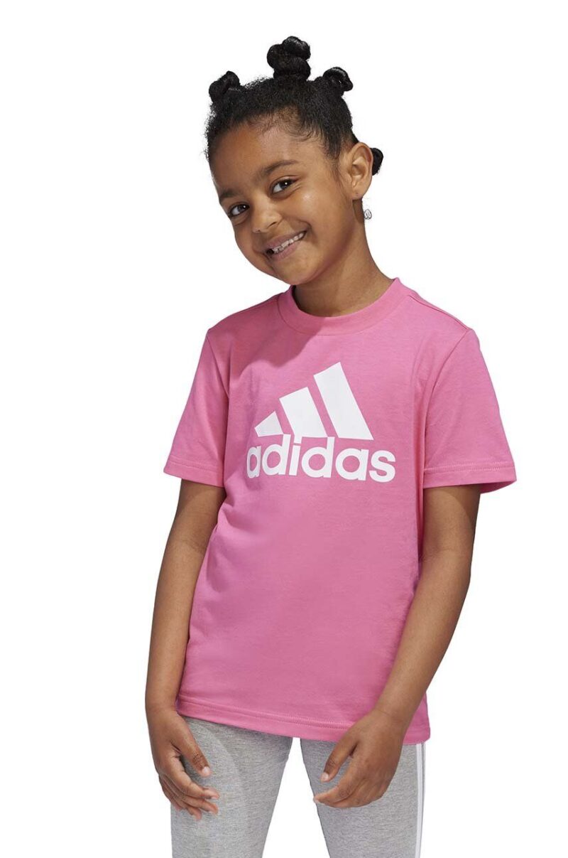 adidas tricou de bumbac pentru copii LK BL CO TEE culoarea roz