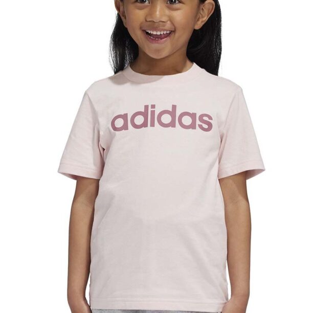 adidas tricou de bumbac pentru copii LK LIN CO TEE culoarea roz