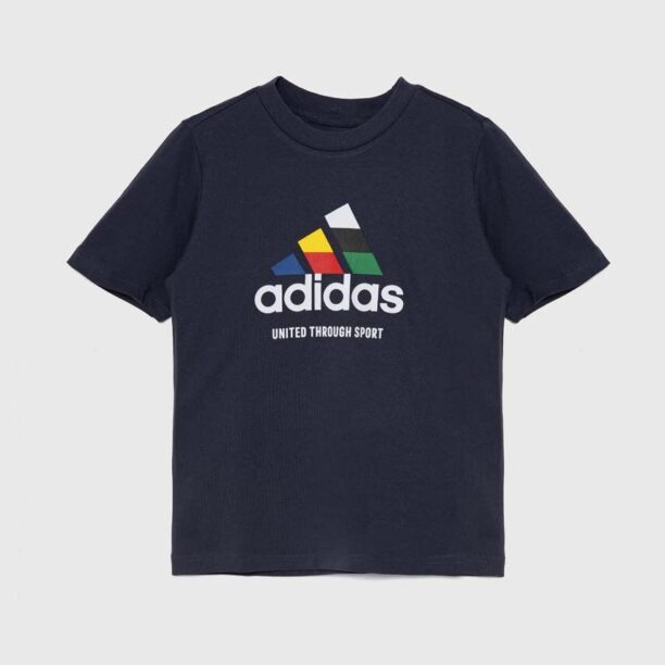 adidas tricou de bumbac pentru copii TIRO NATIONS T culoarea albastru marin