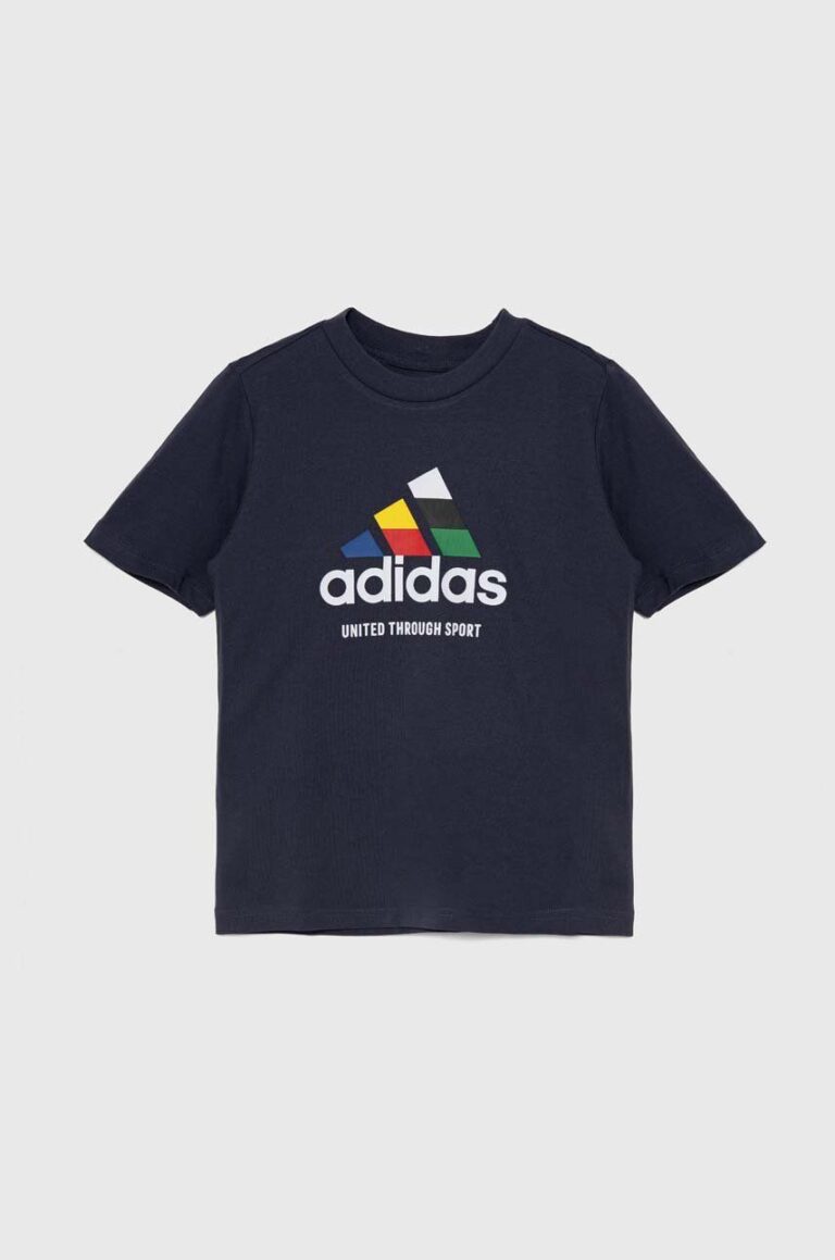 adidas tricou de bumbac pentru copii TIRO NATIONS T culoarea albastru marin