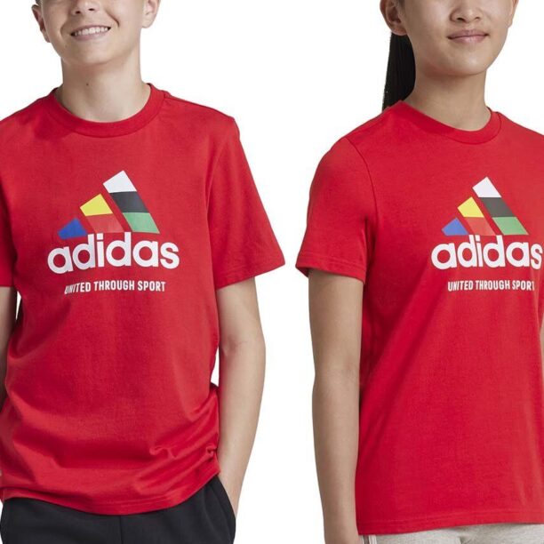 adidas tricou de bumbac pentru copii TIRO NATIONS T culoarea rosu